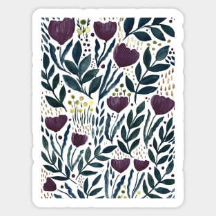 Watercolor flower garden - purple night Sticker